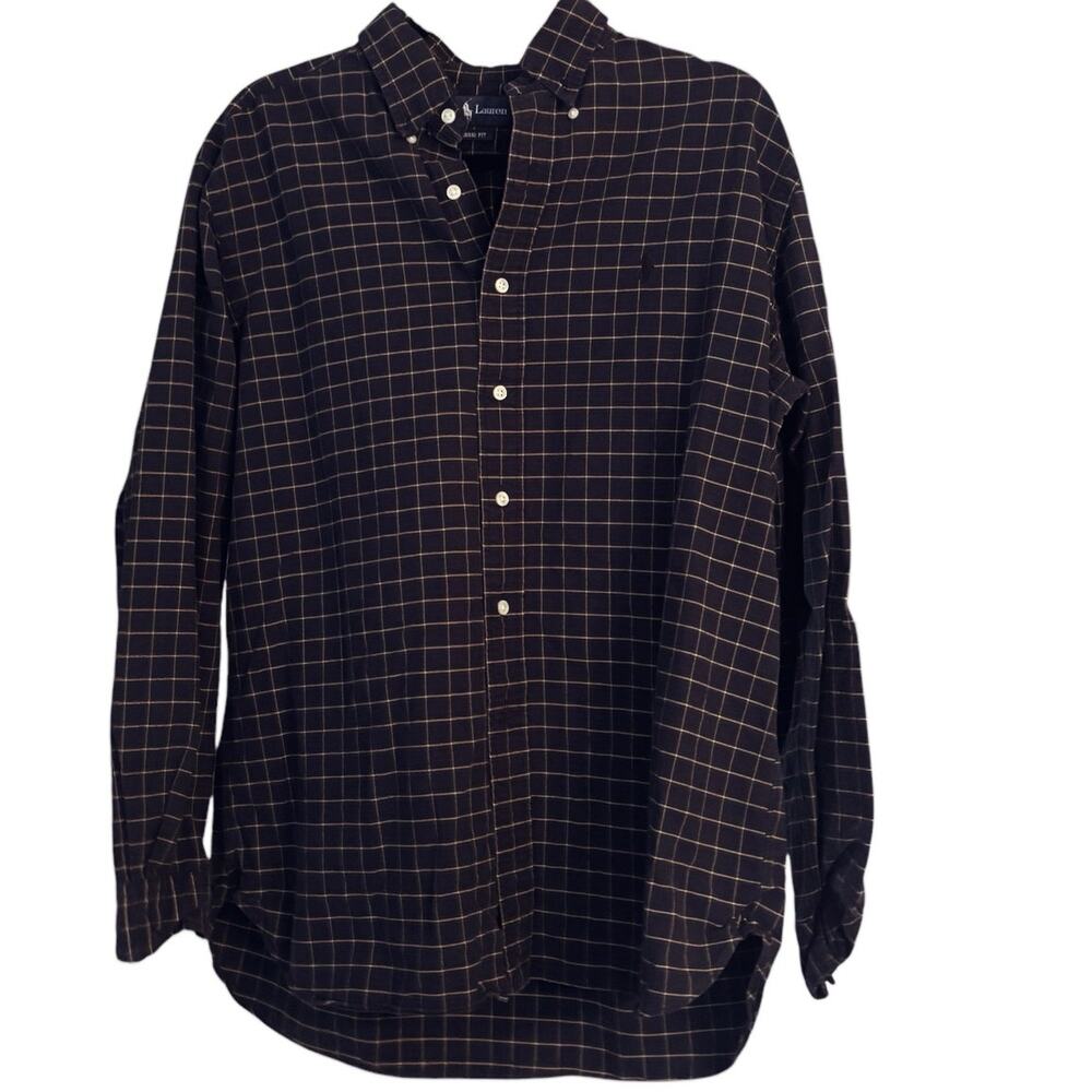 Ralph Lauren Men’s Plaid Button Down Shirt L Blue Green Classic Fit Casual